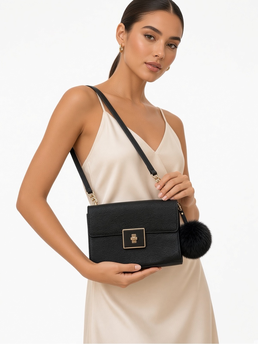 Mossimo Supply co. Black faux leather crossbody bag with chain strap Purse Women